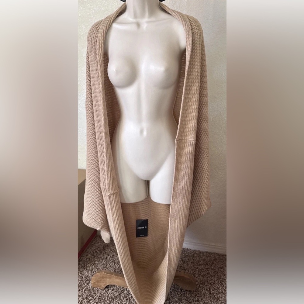 Forever 21 Beige Open-Front Cardigan